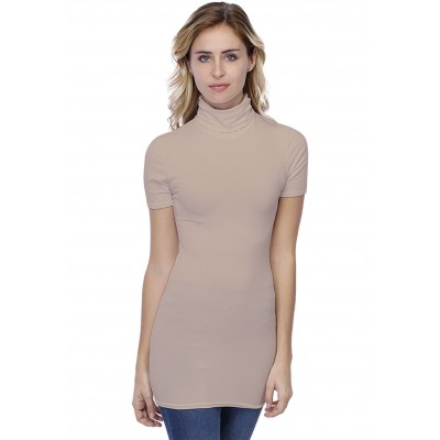 T-shirt long col roulé manches courtes en modal CINDY08