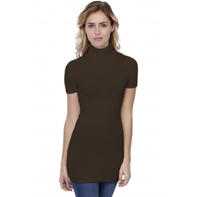 T-shirt long col roulé manches courtes en modal CINDY08