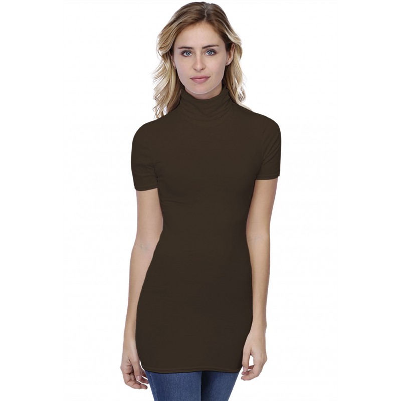 T-shirt long col roulé manches courtes en modal CINDY08 T-shirt long col roulé manches courtes en modal CINDY08