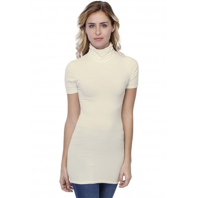 T-shirt long col roulé manches courtes en modal CINDY08