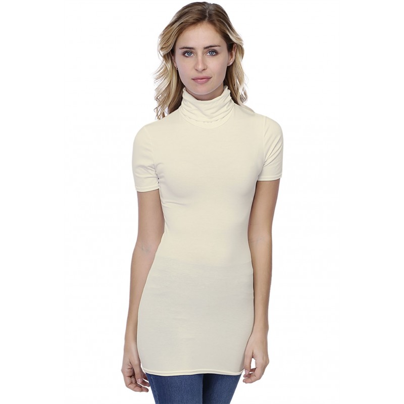 T-shirt long col roulé manches courtes en modal CINDY08 T-shirt long col roulé manches courtes en modal CINDY08