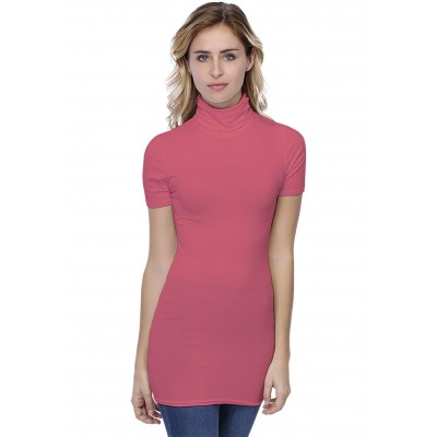 T-shirt long col roulé manches courtes en modal CINDY08