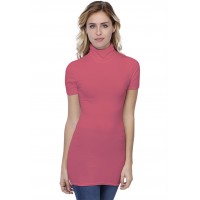 T-shirt long col roulé manches courtes en modal CINDY08