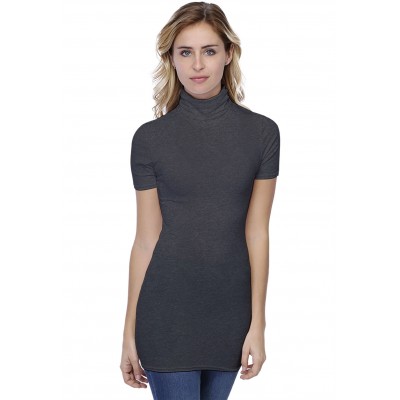 T-shirt long col roulé manches courtes en modal CINDY08