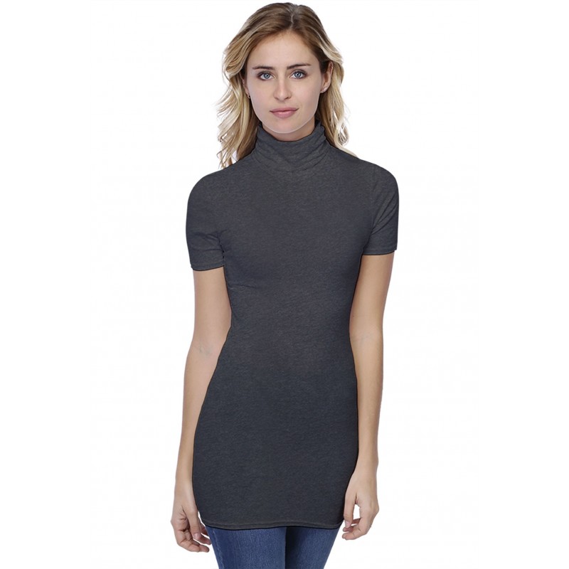 T-shirt long col roulé manches courtes en modal CINDY08 T-shirt long col roulé manches courtes en modal CINDY08