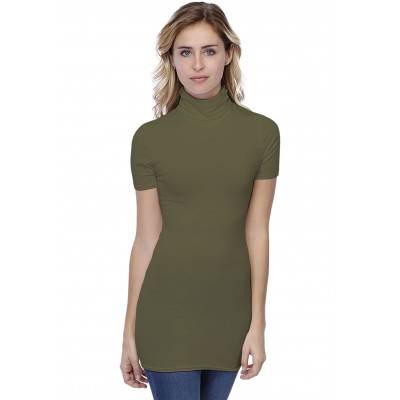 T-shirt long col roulé manches courtes en modal CINDY08