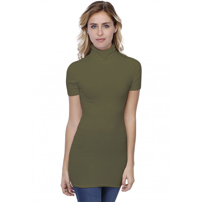 T-shirt long col roulé manches courtes en modal CINDY08 T-shirt long col roulé manches courtes en modal CINDY08