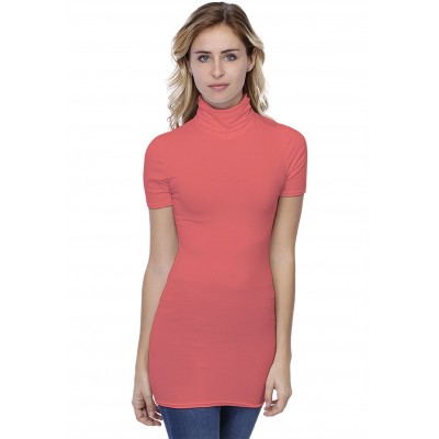 T-shirt long col roulé manches courtes en modal CINDY08