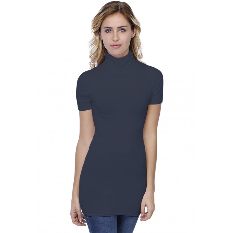 T-shirt long col roulé manches courtes en modal CINDY08 T-shirt long col roulé manches courtes en modal CINDY08