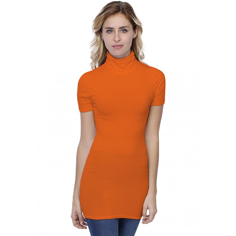 T-shirt long col roulé manches courtes en modal CINDY08 T-shirt long col roulé manches courtes en modal CINDY08