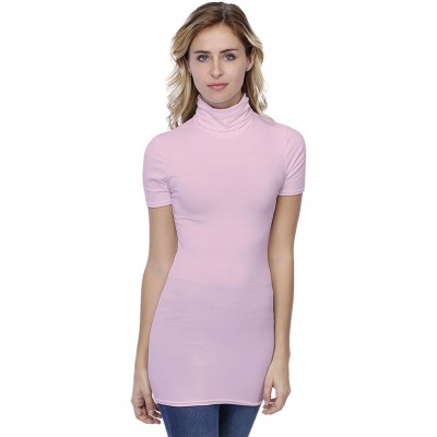 T-shirt long col roulé manches courtes en modal CINDY08