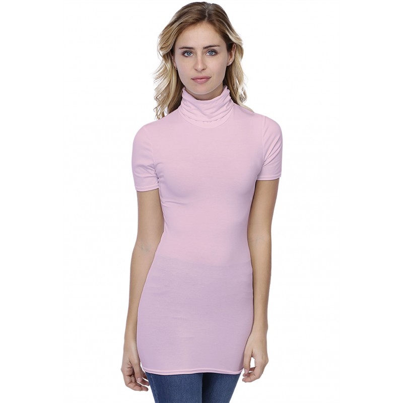 T-shirt long col roulé manches courtes en modal CINDY08 T-shirt long col roulé manches courtes en modal CINDY08