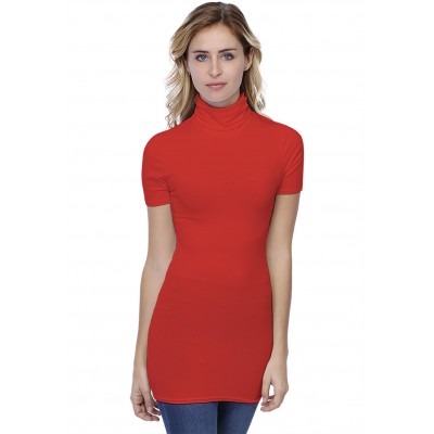 T-shirt long col roulé manches courtes en modal CINDY08