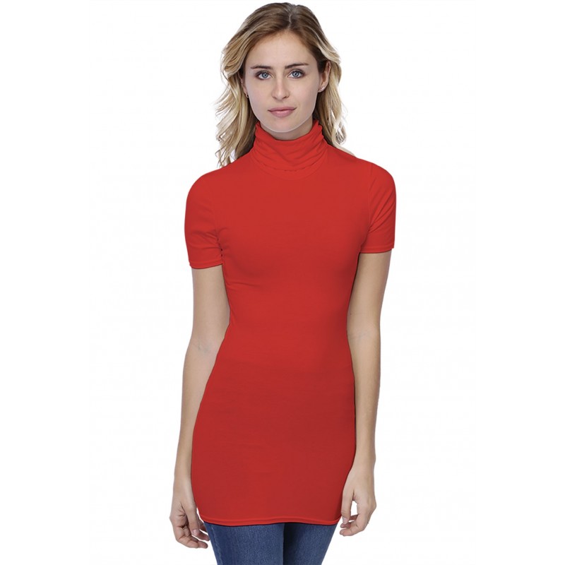 T-shirt long col roulé manches courtes en modal CINDY08 T-shirt long col roulé manches courtes en modal CINDY08