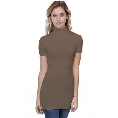 T-shirt long col roulé manches courtes en modal CINDY08