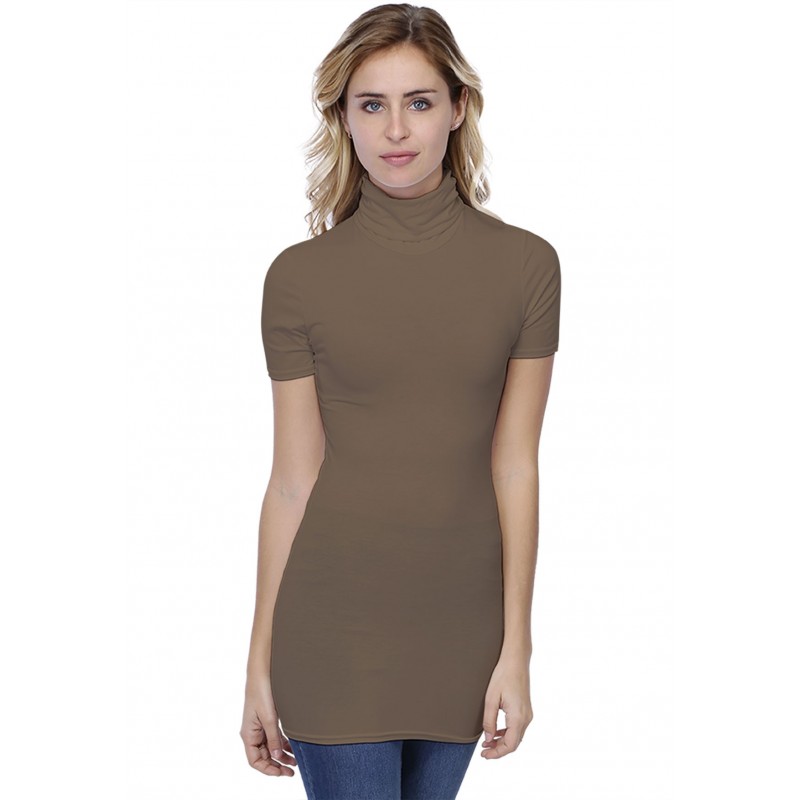 T-shirt long col roulé manches courtes en modal CINDY08 T-shirt long col roulé manches courtes en modal CINDY08