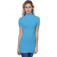 T-shirt long col roulé manches courtes en modal CINDY08