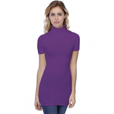 T-shirt long col roulé manches courtes en modal CINDY08