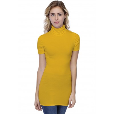 T-shirt long col roulé manches courtes en modal CINDY08