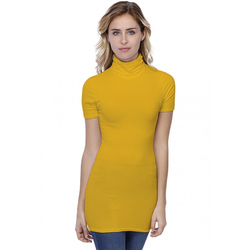 T-shirt long col roulé manches courtes en modal CINDY08 T-shirt long col roulé manches courtes en modal CINDY08