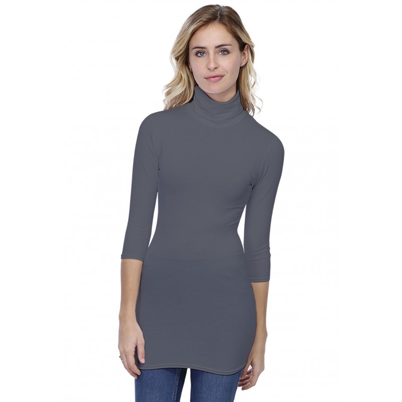 T-shirt long col roulé manches 3-4 en modal CINDY09 T-shirt long col roulé manches 3-4 en modal CINDY09