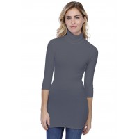 T-shirt long col roulé manches 3-4 en modal CINDY09