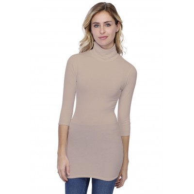 T-shirt long col roulé manches 3-4 en modal CINDY09