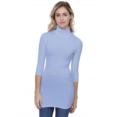 T-shirt long col roulé manches 3-4 en modal CINDY09