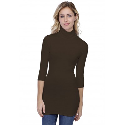 T-shirt long col roulé manches 3-4 en modal CINDY09