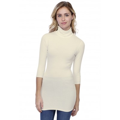 T-shirt long col roulé manches 3-4 en modal CINDY09