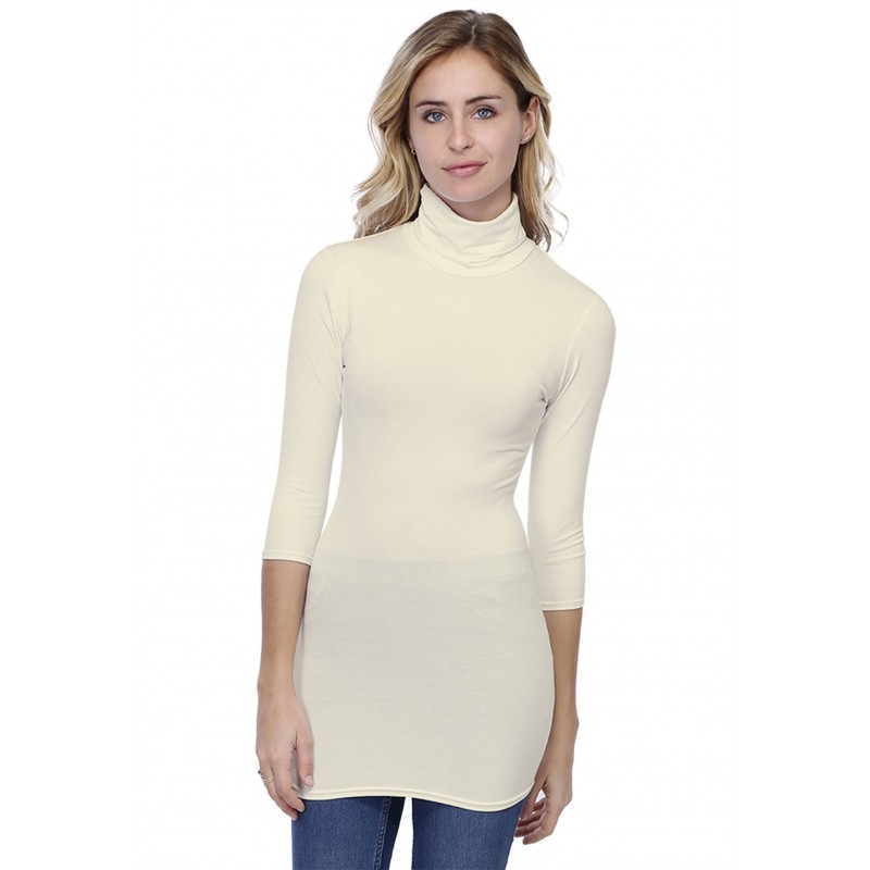 T-shirt long col roulé manches 3-4 en modal CINDY09 T-shirt long col roulé manches 3-4 en modal CINDY09
