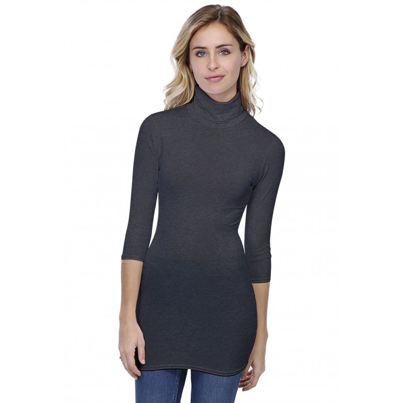 T-shirt long col roulé manches 3-4 en modal CINDY09 T-shirt long col roulé manches 3-4 en modal CINDY09