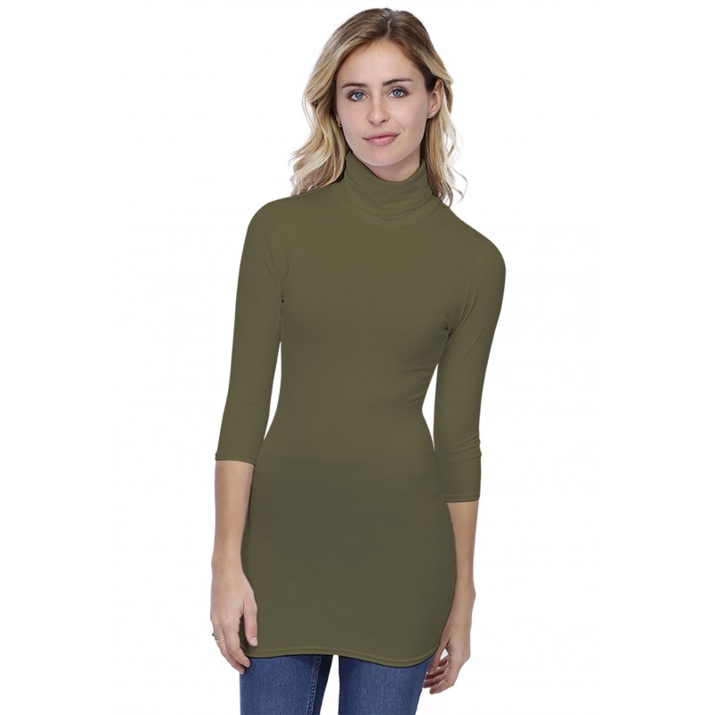 T-shirt long col roulé manches 3-4 en modal CINDY09 T-shirt long col roulé manches 3-4 en modal CINDY09