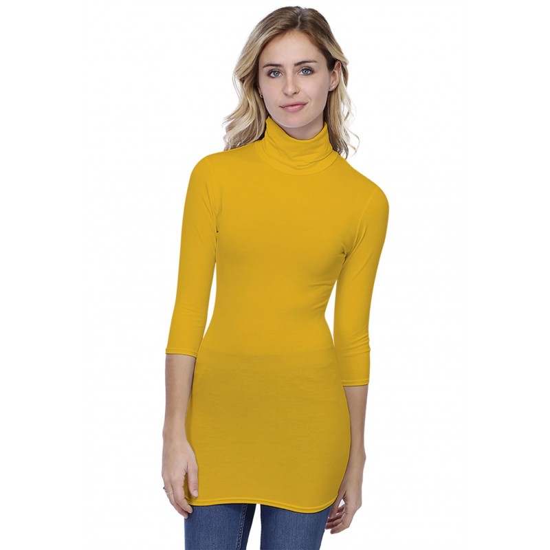 T-shirt long col roulé manches 3-4 en modal CINDY09 T-shirt long col roulé manches 3-4 en modal CINDY09