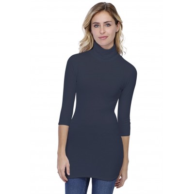 T-shirt long col roulé manches 3-4 en modal CINDY09