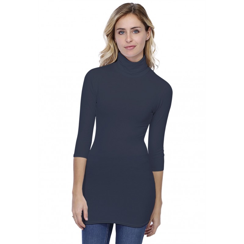 T-shirt long col roulé manches 3-4 en modal CINDY09 T-shirt long col roulé manches 3-4 en modal CINDY09