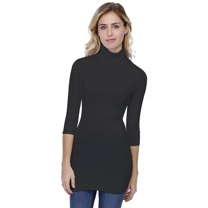 T-shirt long col roulé manches 3-4 en modal CINDY09 T-shirt long col roulé manches 3-4 en modal CINDY09