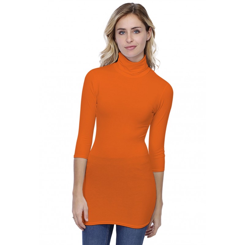 T-shirt long col roulé manches 3-4 en modal CINDY09