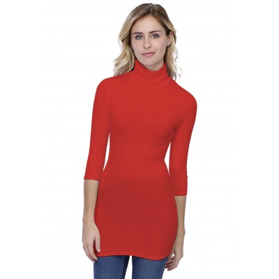 T-shirt long col roulé manches 3-4 en modal CINDY09