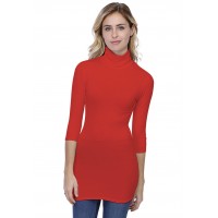 T-shirt long col roulé manches 3-4 en modal CINDY09
