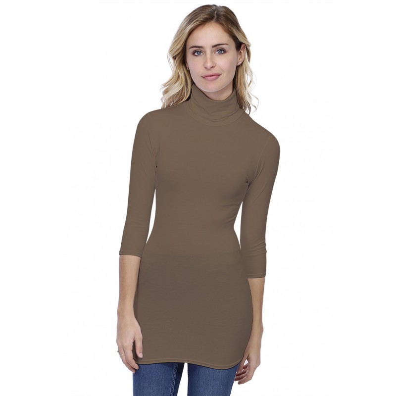 T-shirt long col roulé manches 3-4 en modal CINDY09 T-shirt long col roulé manches 3-4 en modal CINDY09