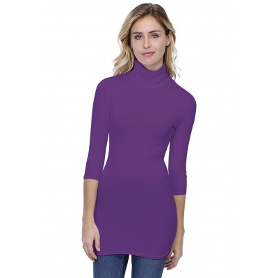 T-shirt long col roulé manches 3-4 en modal CINDY09