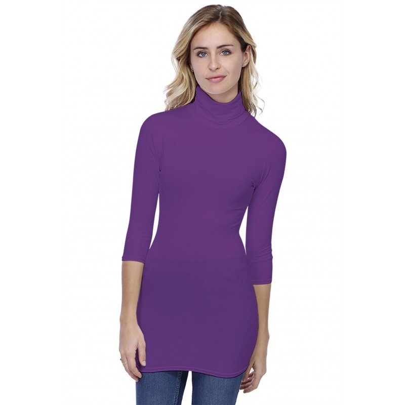 T-shirt long col roulé manches 3-4 en modal CINDY09 T-shirt long col roulé manches 3-4 en modal CINDY09