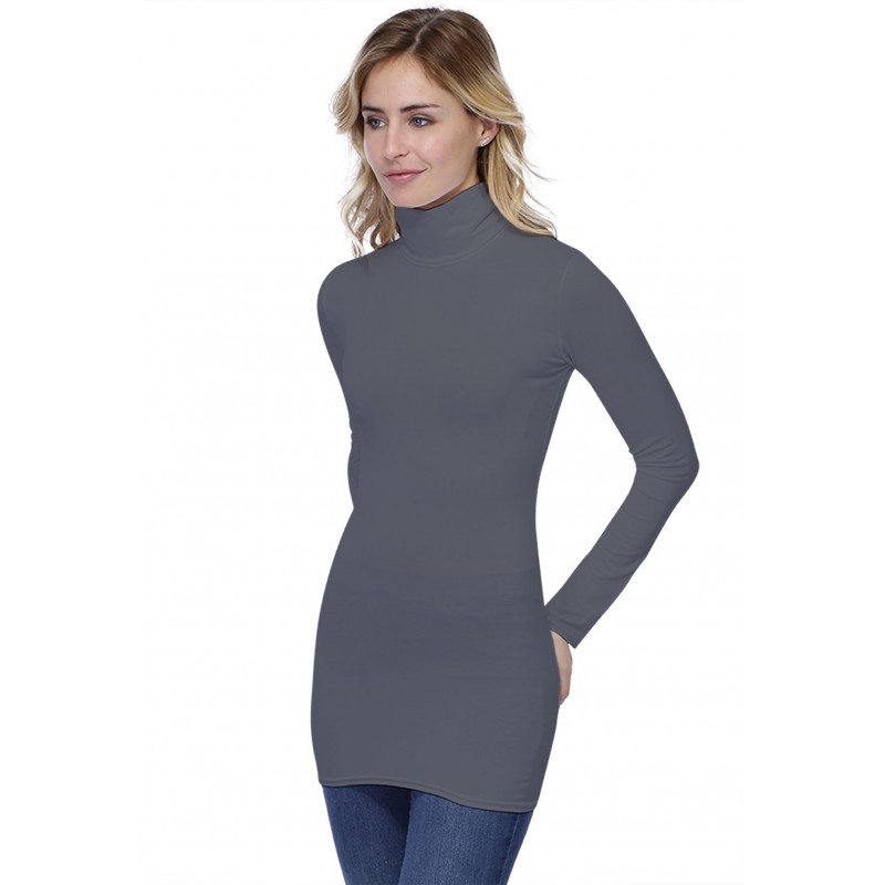 T-shirt long col roulé manches longues en modal CINDY10 T-shirt long col roulé manches longues en modal CINDY10