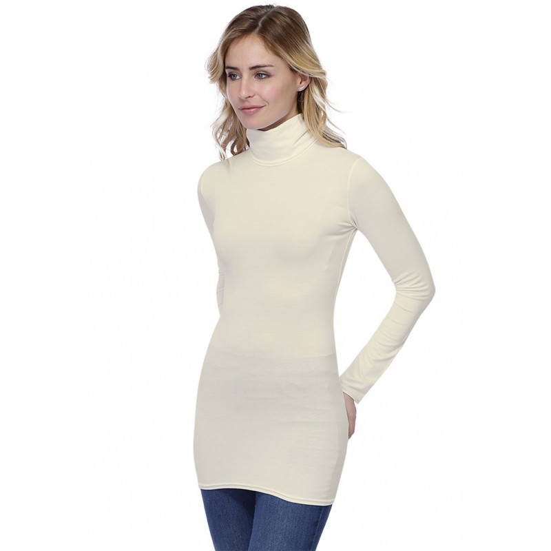 T-shirt long col roulé manches longues en modal CINDY10 T-shirt long col roulé manches longues en modal CINDY10