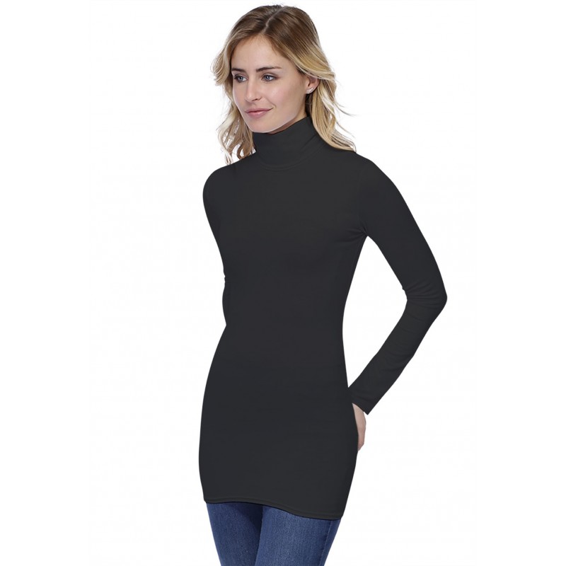 T-shirt long col roulé manches longues en modal CINDY10 T-shirt long col roulé manches longues en modal CINDY10