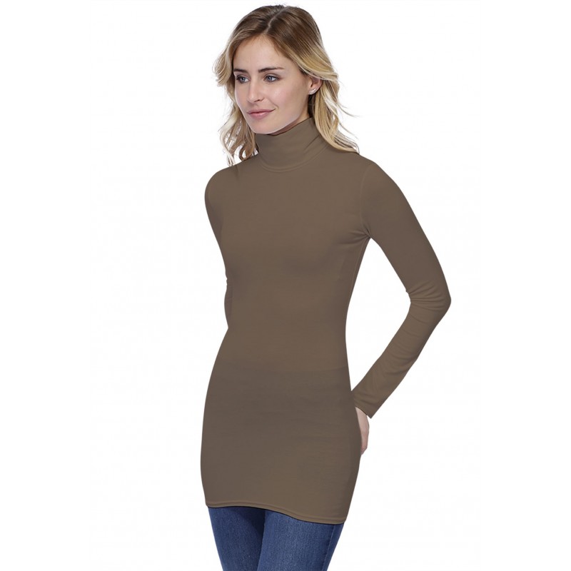 T-shirt long col roulé manches longues en modal CINDY10 T-shirt long col roulé manches longues en modal CINDY10