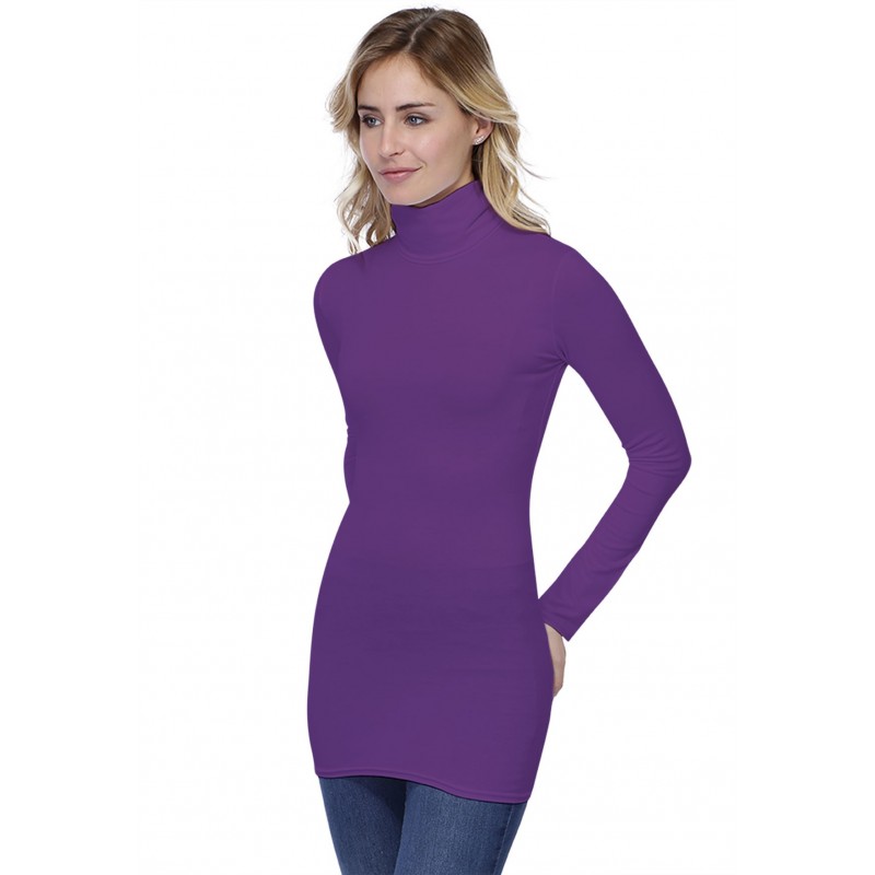 T-shirt long col roulé manches longues en modal CINDY10 T-shirt long col roulé manches longues en modal CINDY10