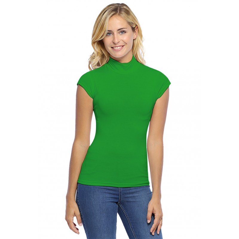 Tee-shirt col montant et petites manches capes en modal PENNY02 Tee-shirt col montant et petites manches capes en modal PENNY02