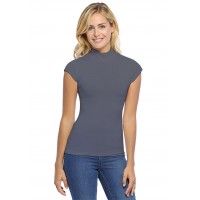 Tee-shirt col montant et petites manches capes en modal PENNY02